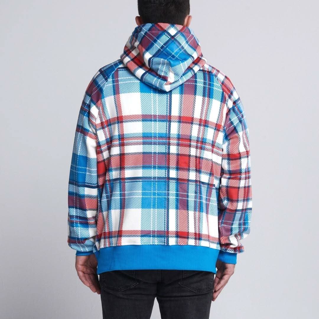 Blue and Red Plaid Human Hoodie - Image 2