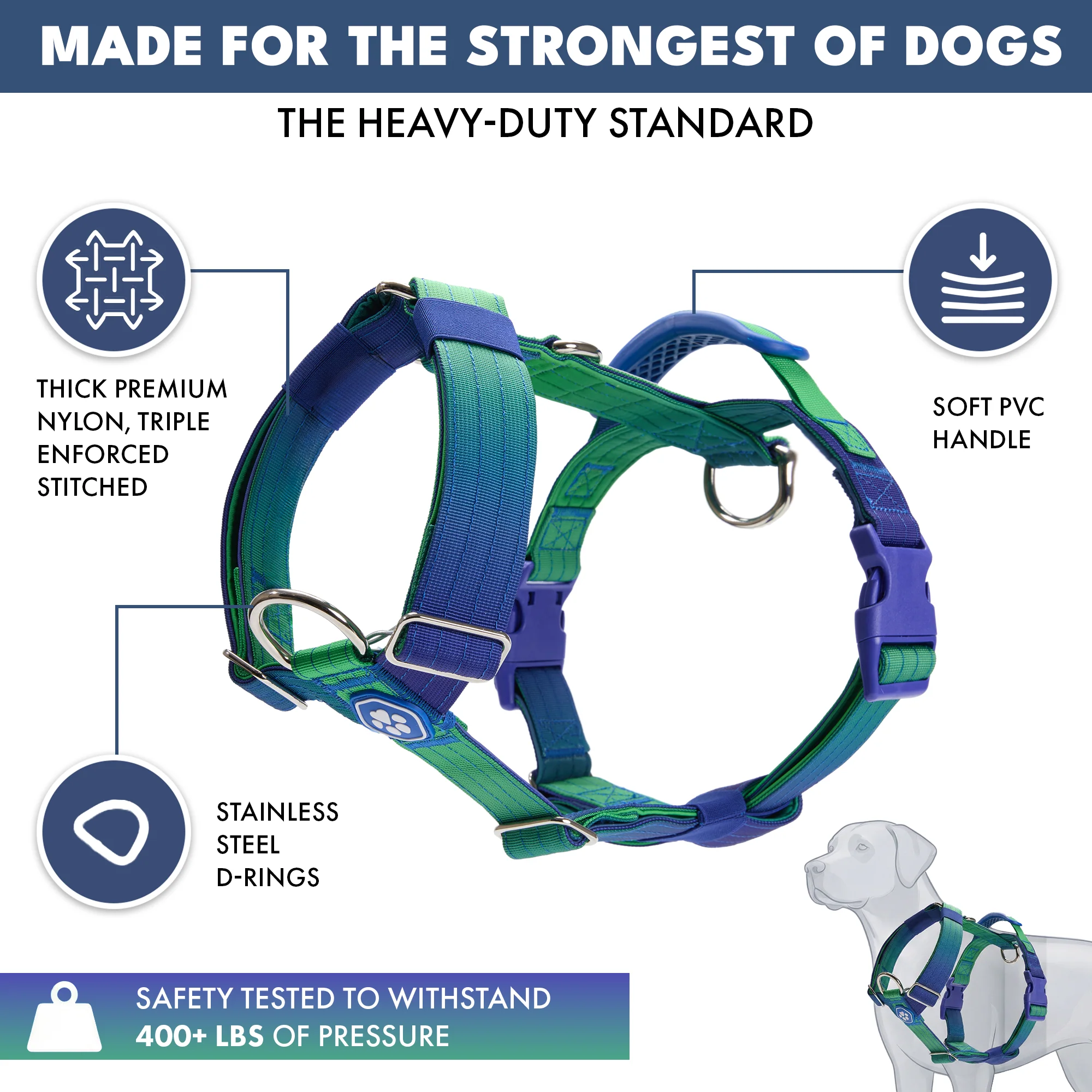 Comfort Control No-Pull Dog Harness - Lime Wave - Image 2