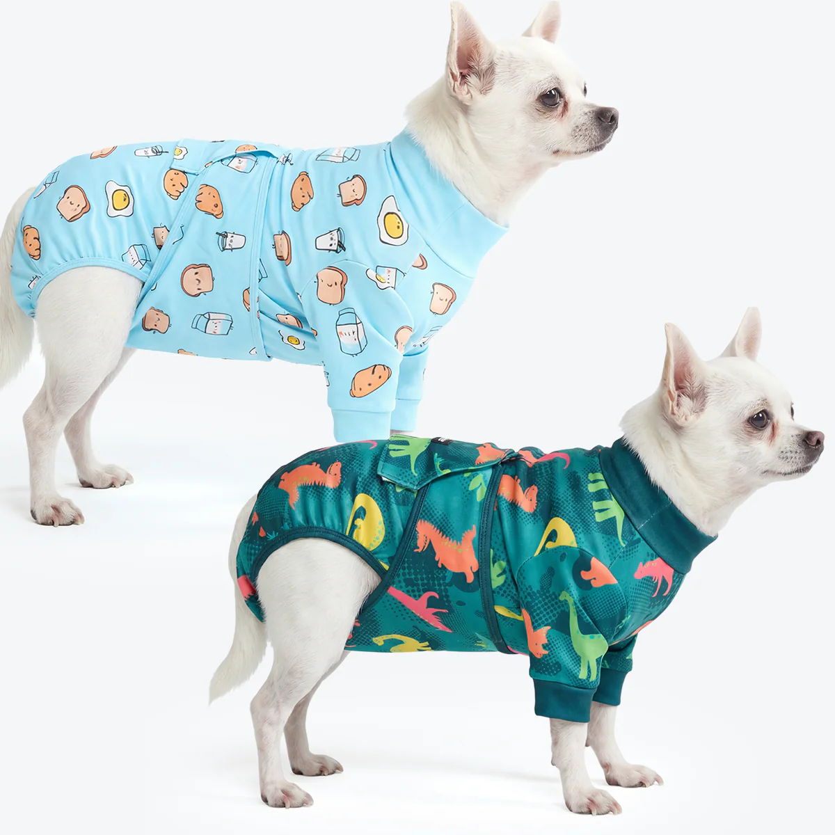 Dog Surgical Suit (2-pack) - Breakfast Blue and Dinosaurs
