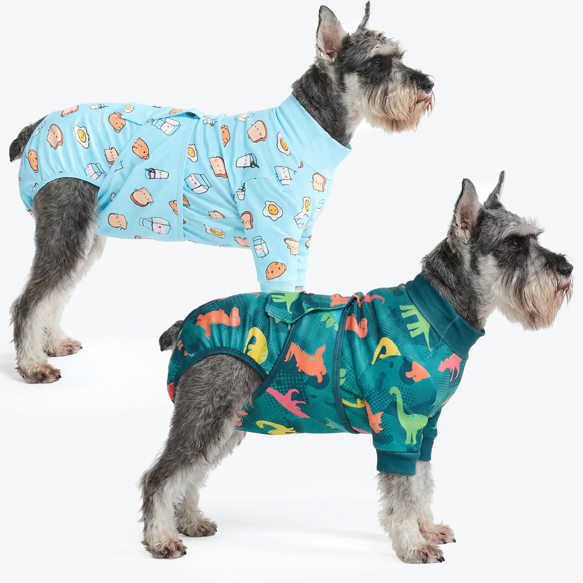 Dog Surgical Suit (2-pack) - Breakfast Blue and Dinosaurs - Image 2