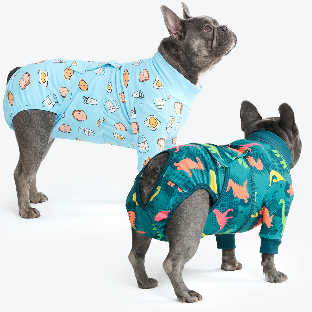 Dog Surgical Suit (2-pack) - Breakfast Blue and Dinosaurs - Image 3