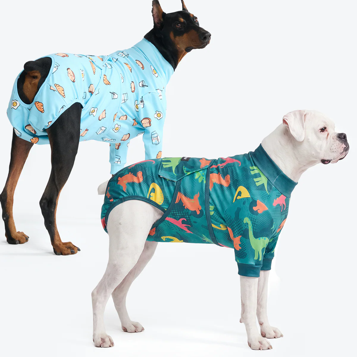 Dog Surgical Suit (2-pack) - Breakfast Blue and Dinosaurs - Image 5