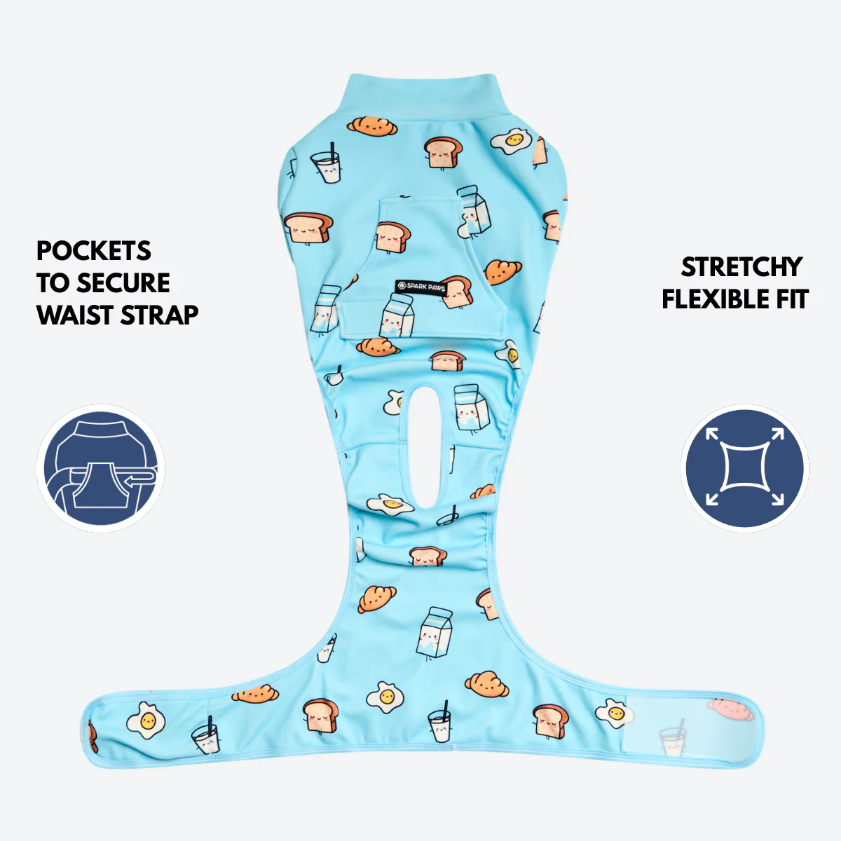 Dog Surgical Suit (2-pack) - Breakfast Blue and Donuts - Image 9