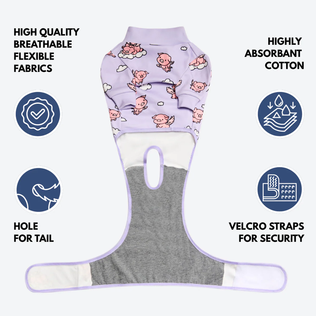Dog Surgical Suit (2-pack) - Pink Hearts and When Pigs Fly - Image 8