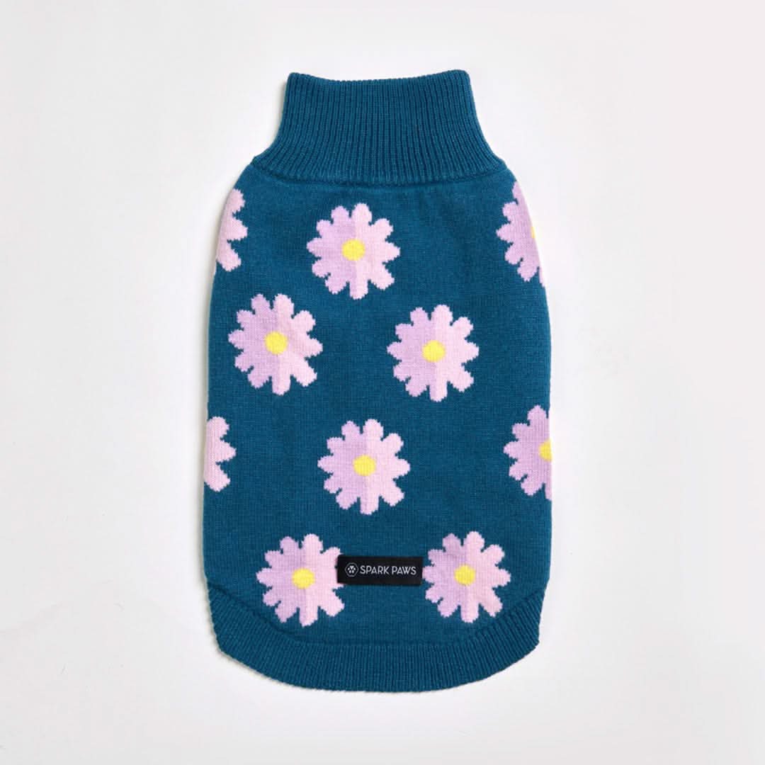 Flower Knit Dog Sweater - Image 2