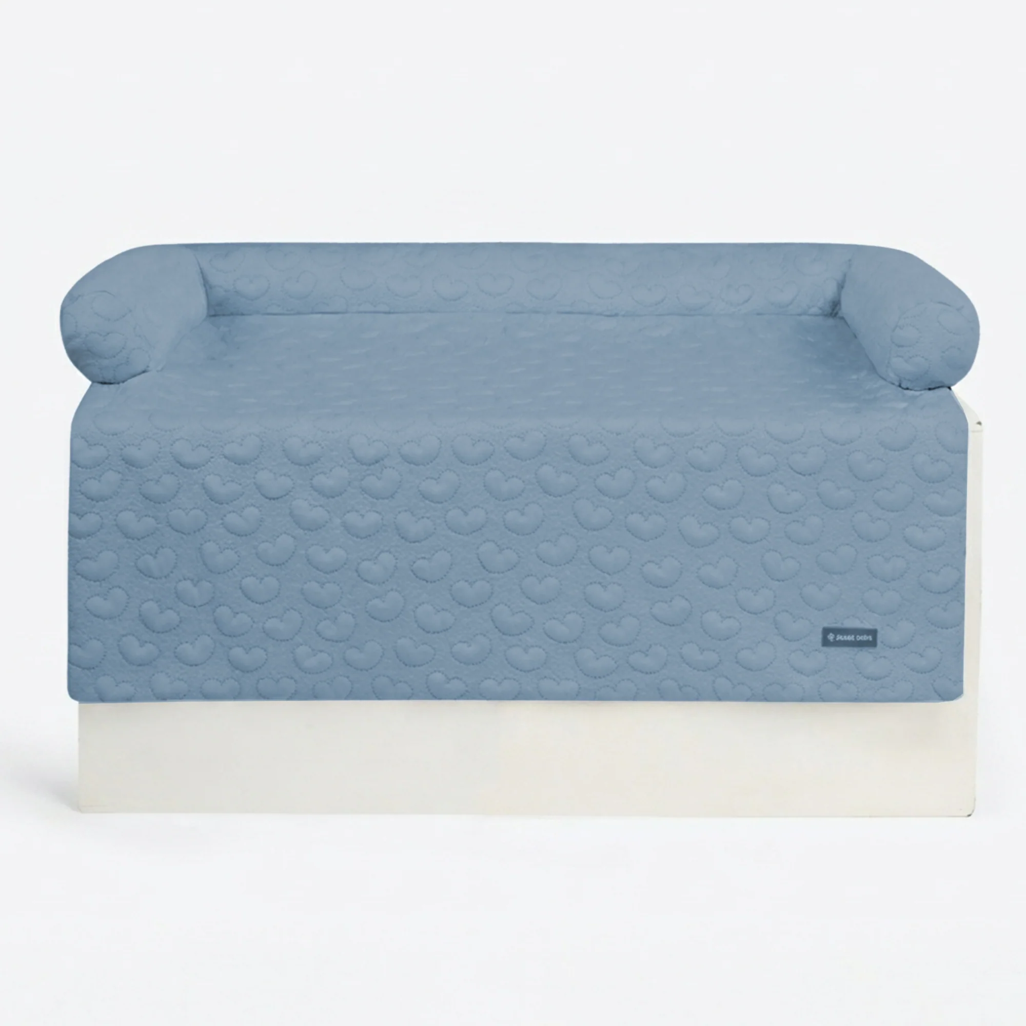 Frostcore™ Cooling Couch Cover Dog Bed - Hearts Ash Blue