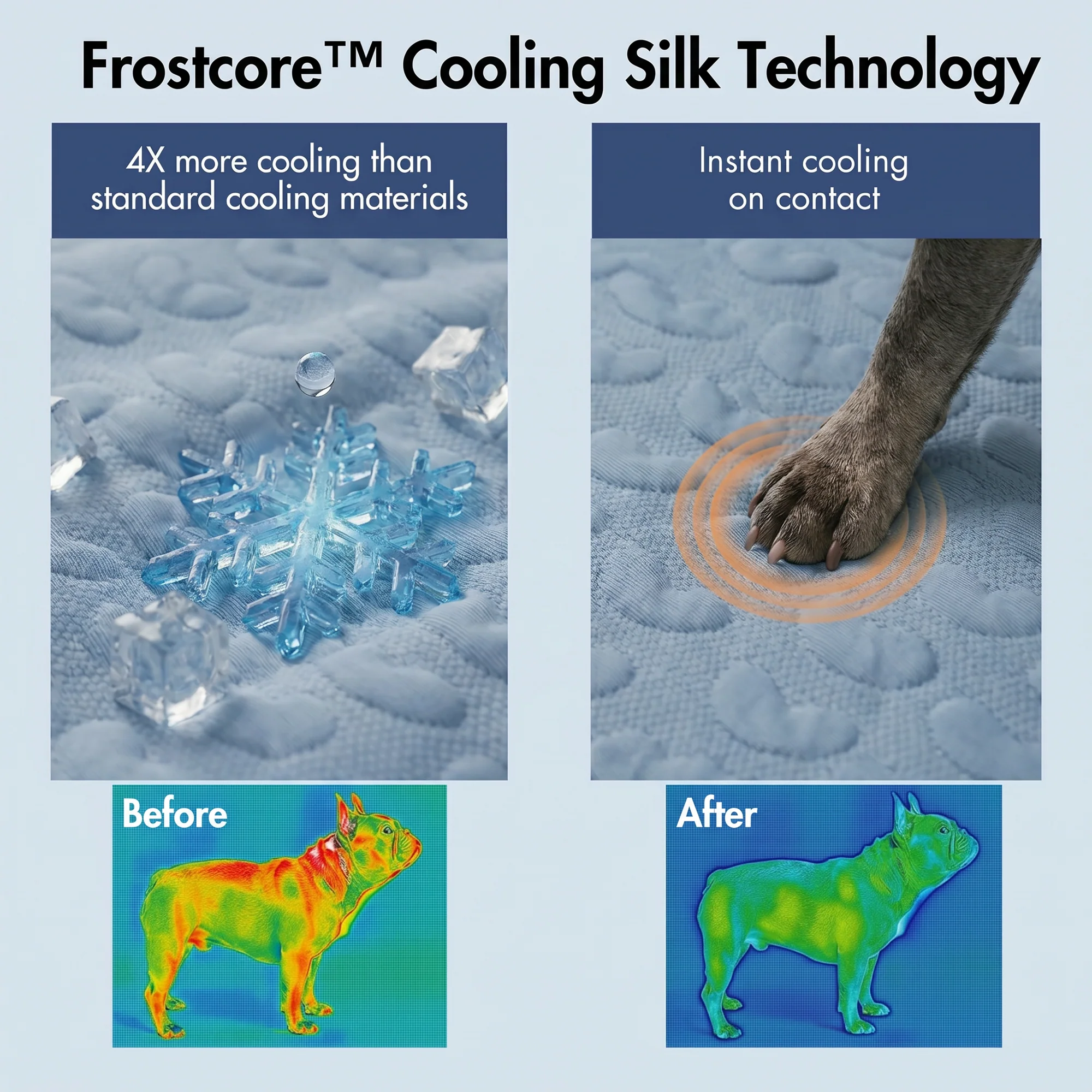 Frostcore™ Cooling Couch Cover Dog Bed - Hearts Ash Blue - Image 7