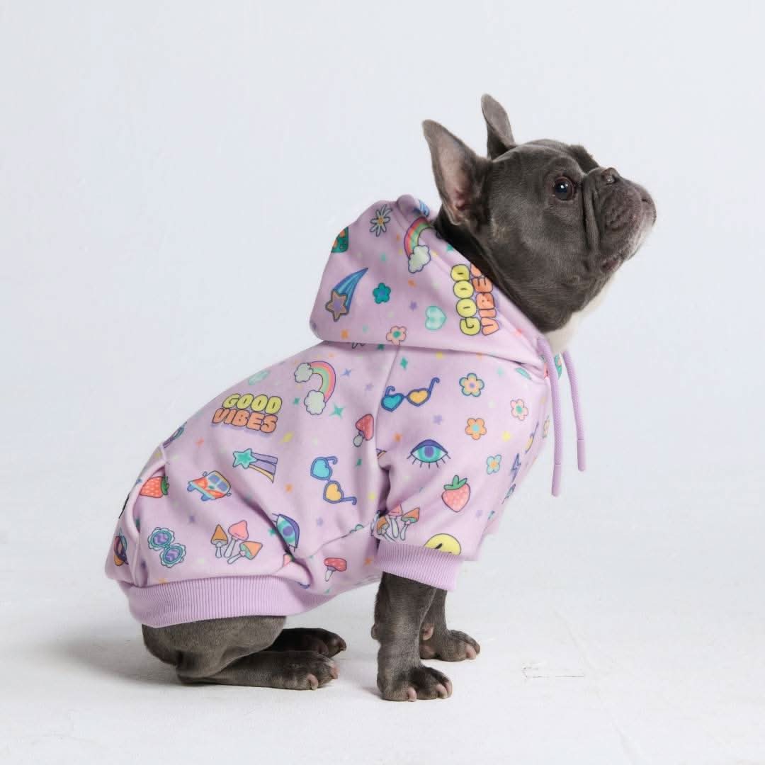 Good Vibes Dog Hoodie - Purple - Image 3