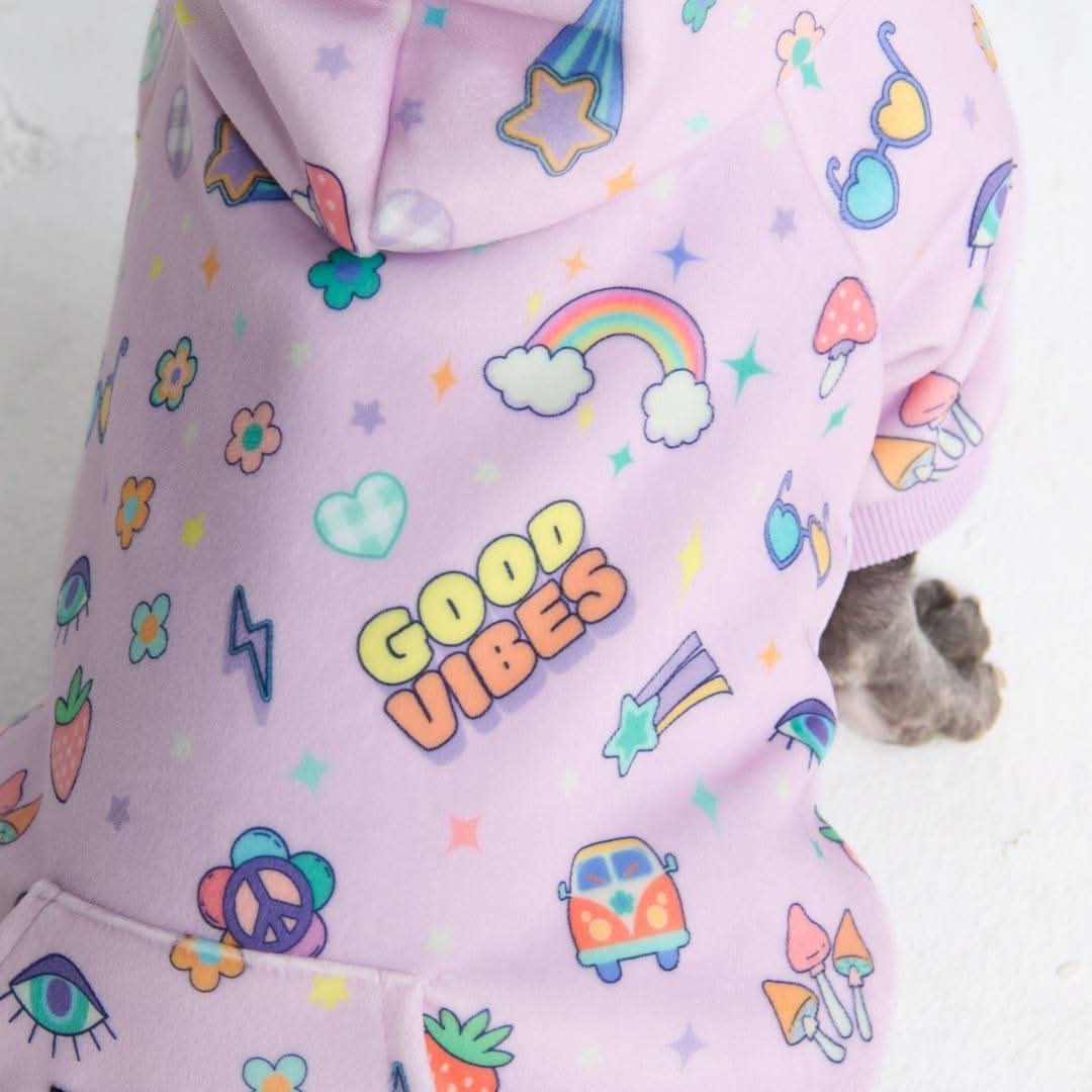 Good Vibes Dog Hoodie - Purple - Image 4