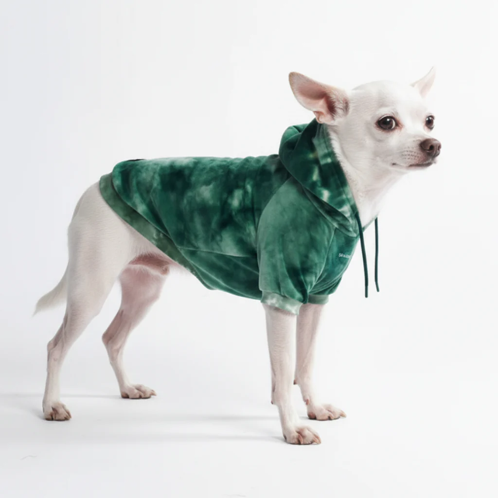 Velvet Dog Hoodie - Emerald Green - Image 2