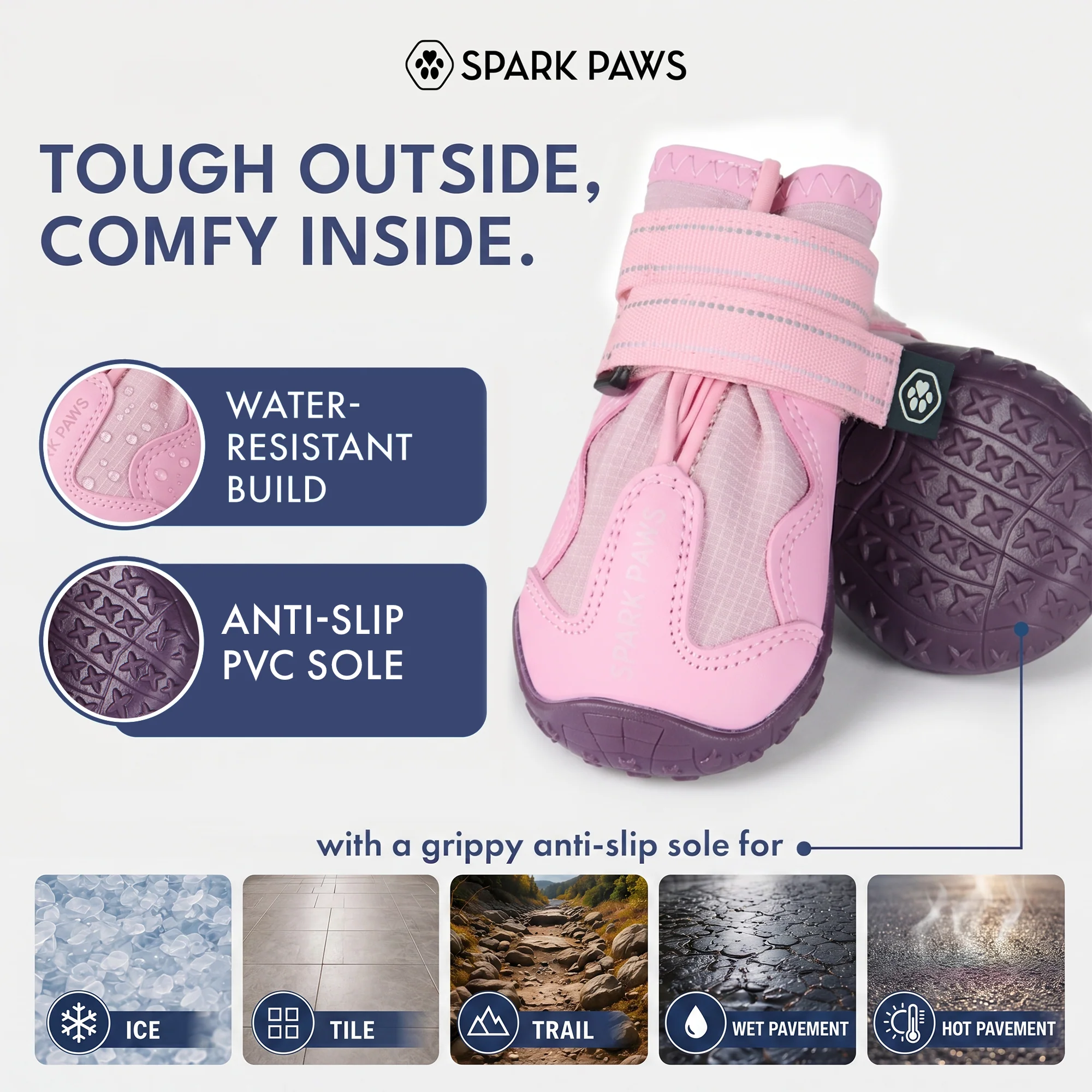 Spark Paws 365 - The All-Season Dog Shoes - Pink - Image 5