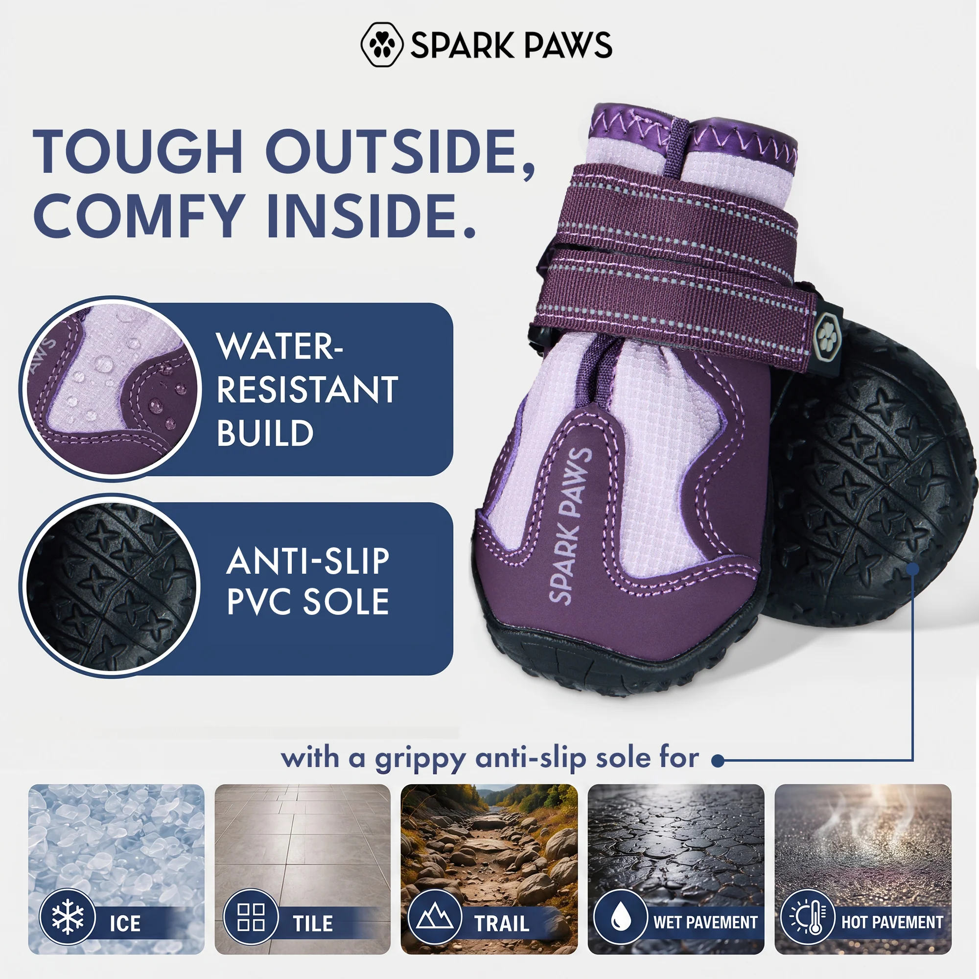 Spark Paws 365 - The All-Season Dog Shoes - Purple - Image 5