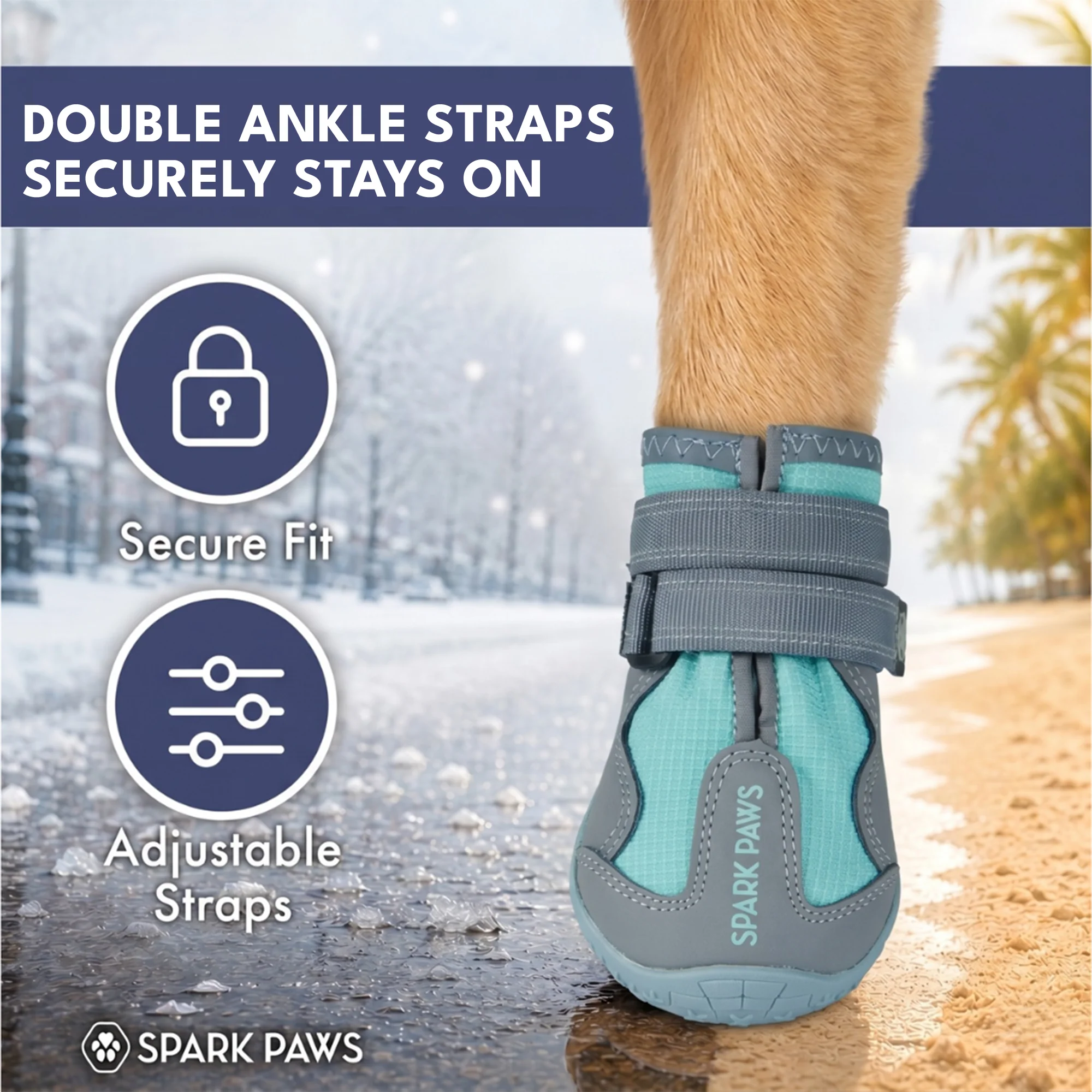 Spark Paws 365 - The All-Season Dog Shoes - Teal - Image 4