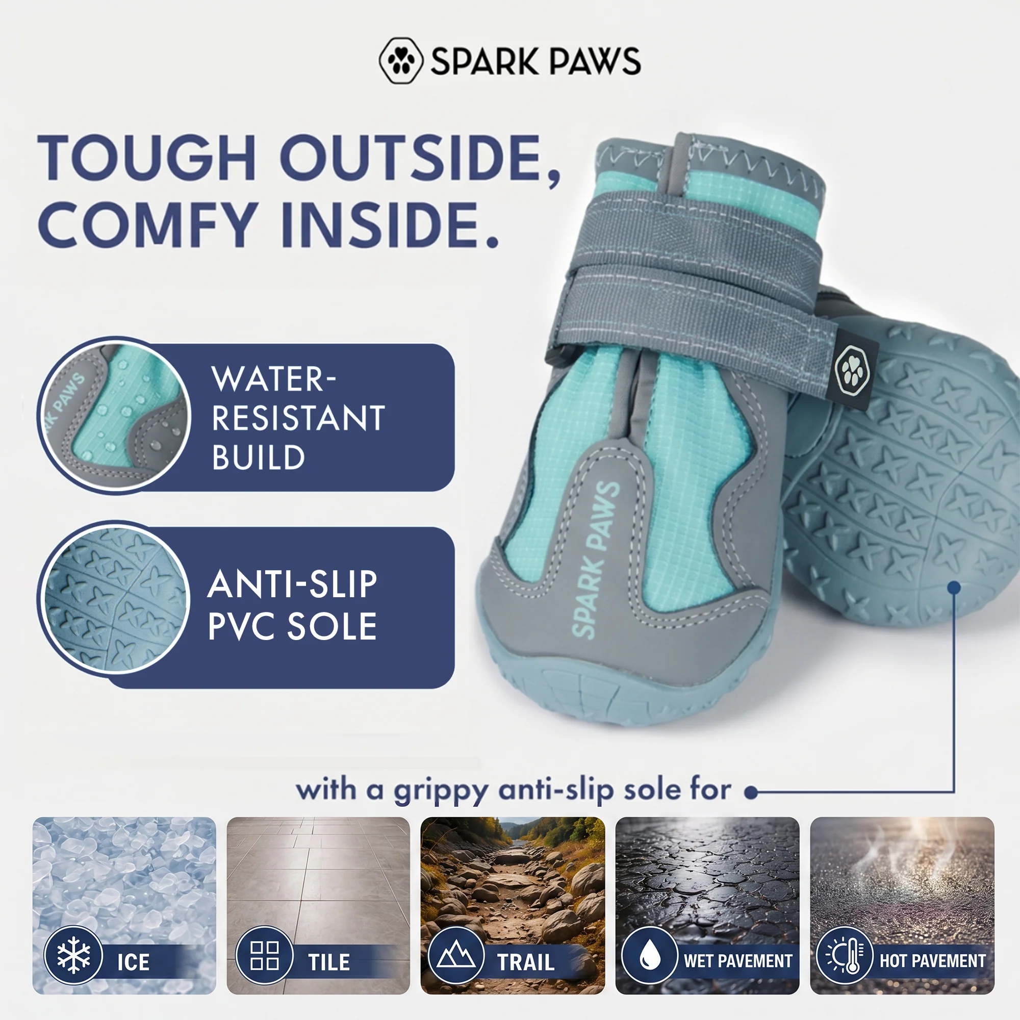 Spark Paws 365 - The All-Season Dog Shoes - Teal - Image 5