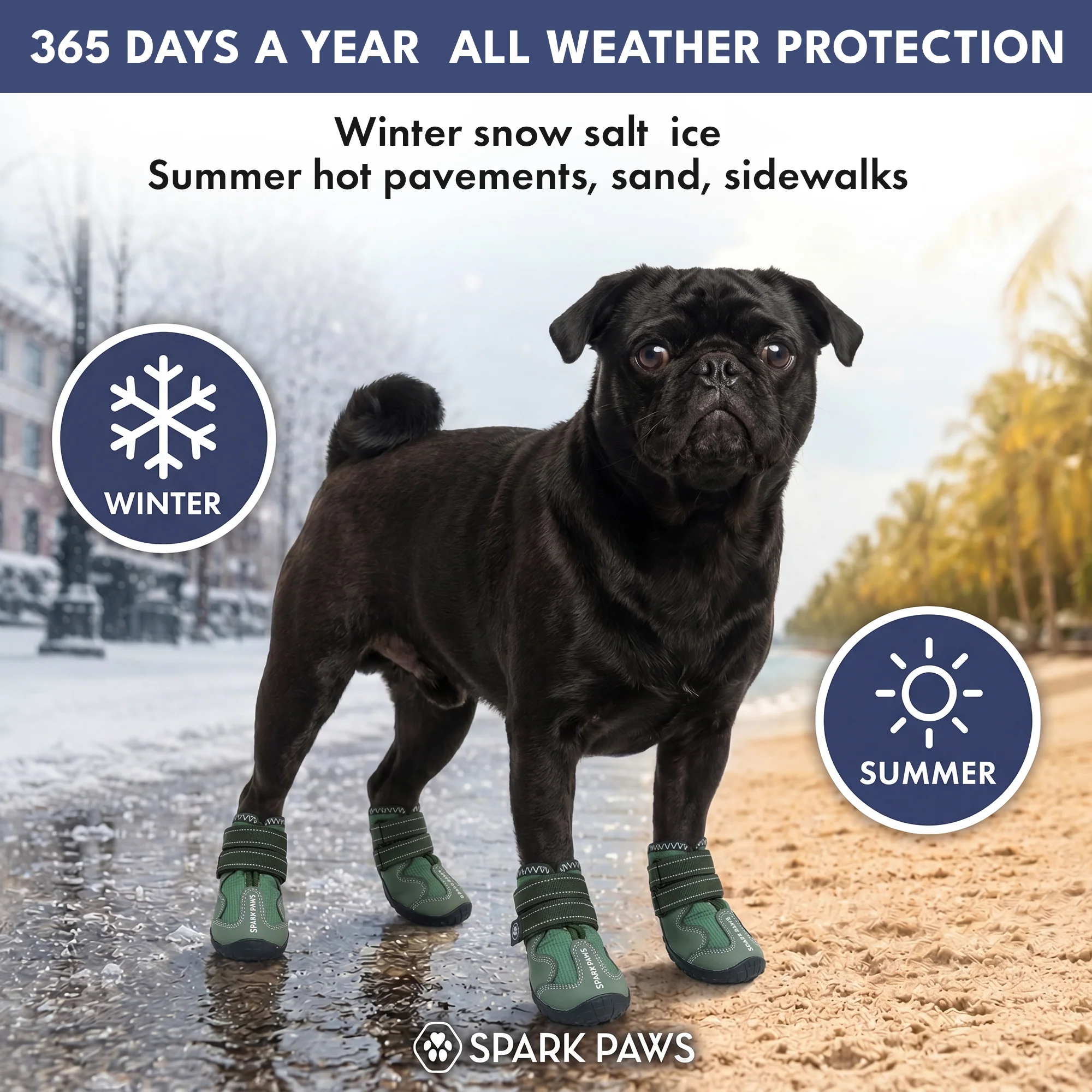 Spark Paws 365 - The All-Season Dog Shoes - Green - Image 2