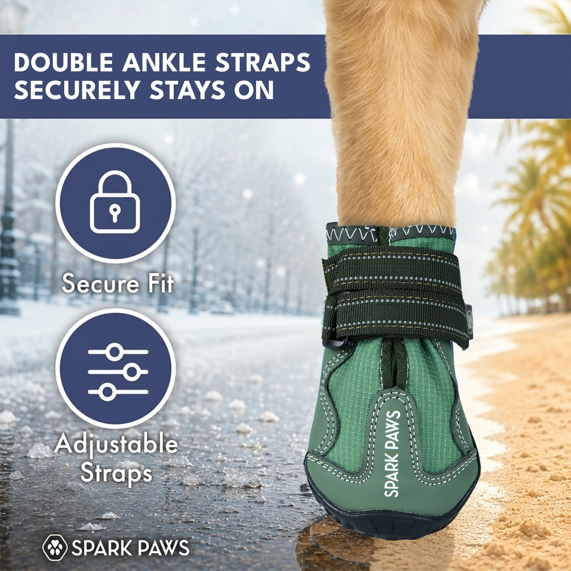 Spark Paws 365 - The All-Season Dog Shoes - Green - Image 4