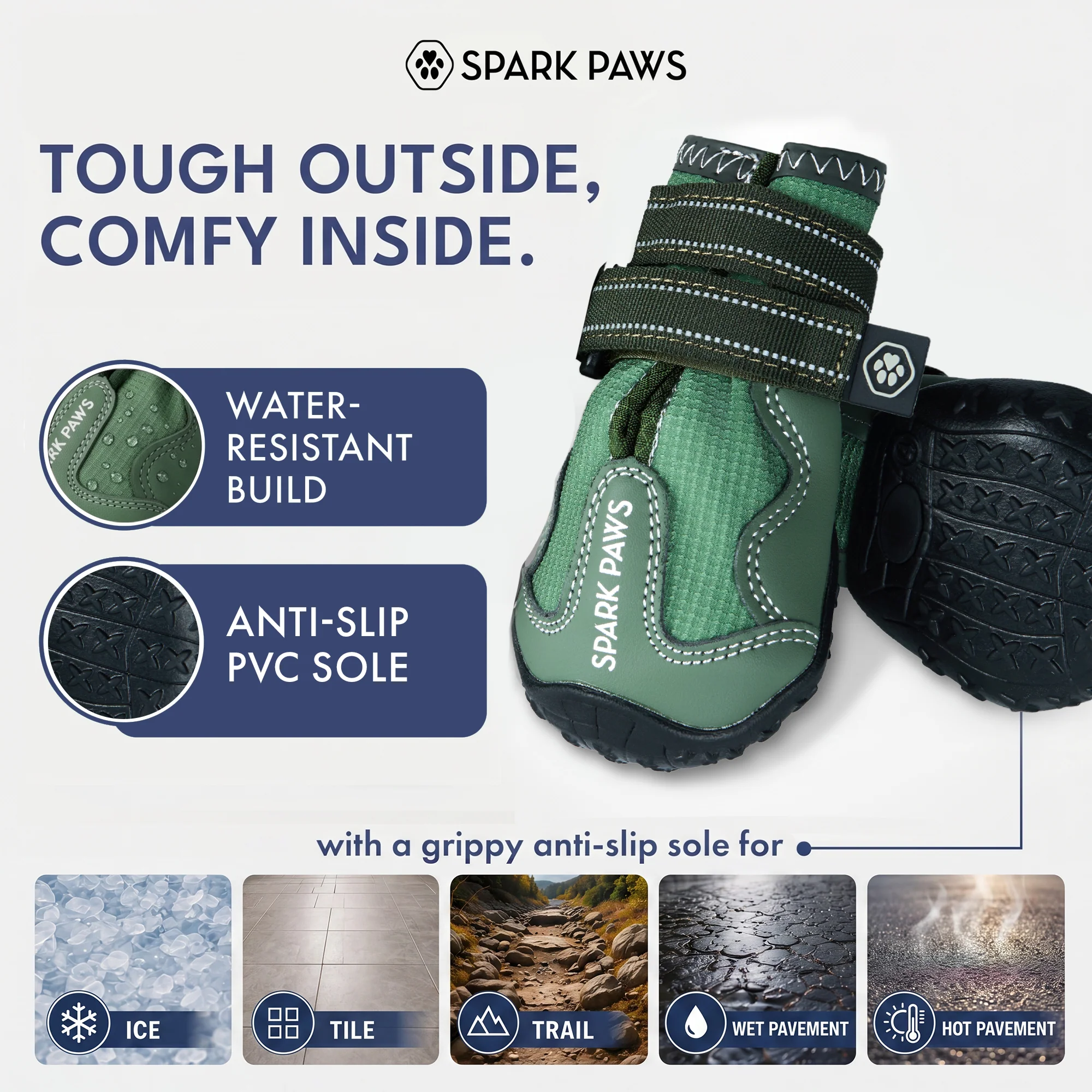 Spark Paws 365 - The All-Season Dog Shoes - Green - Image 5