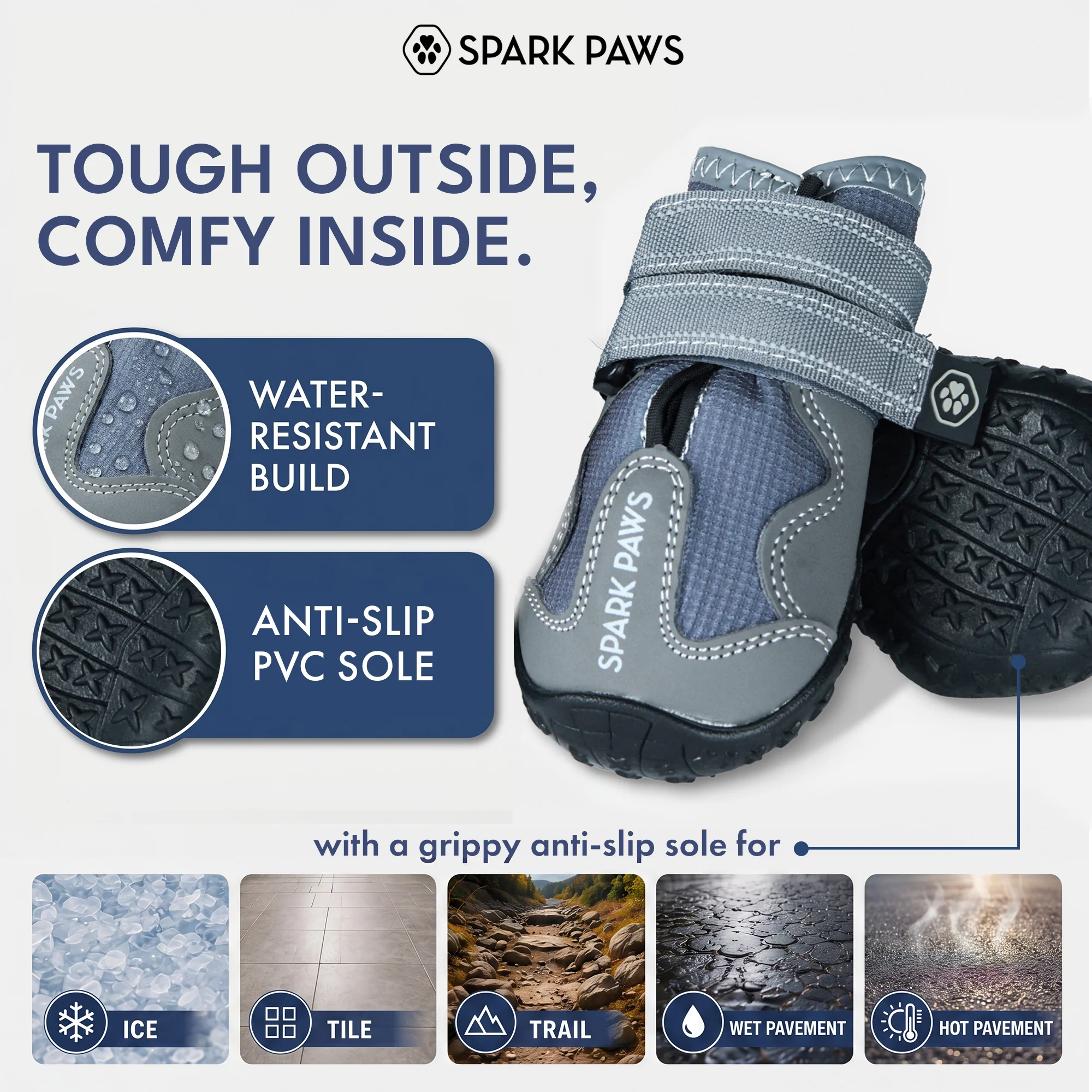 Spark Paws 365 - The All-Season Dog Shoes - Grey - Image 4